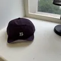 Stylish quick-dry short brim sun hat in dark purple with white embroidered letter B - Purple