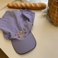 Stylish purple sunshade headscarf baseball cap with elegant floral embroidery for women - 56-58cm / Purple