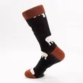 Stylish mid-calf cotton socks featuring a happy farm sheep pattern in black and brown - EU 41-46 / Black Sheep