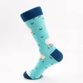 Colorful Happy Farm themed sheep pattern light blue crew cotton socks for casual wear - EU 41-46 / Blue Sheep