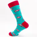 Vibrant turquoise crew socks with pink pig cartoon patterns for casual daily wear - EU 41-46 / Lake Blue Pig