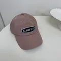 Quick-dry dusty pink baseball cap featuring a blue embroidered logo patch for outdoor wear - 56-58cm / Pink