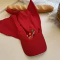 Vibrant red Korean style embroidered headscarf baseball cap for women sun protection SKU - 56-58cm / Red