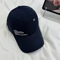 Casquette de baseball brodée bleu marine, style urbain japonais, bord large - 56-59cm (Réglable) / Bleu Marine