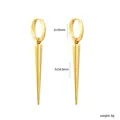 Detailed view of 18K gold plated stainless steel spike hoop earrings with measurements - Gold Punk Spike Ear Buckle Style (EA5E0201G)