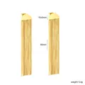 Detailed dimensions and weight measurement of gold tassel earrings with semi-circle stud. - Semicircle Stud Long Tassel Style (EA5D5601G) / Gold