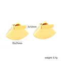 Creative gold stainless steel fan stud earrings with detachable bar, weight 5.1g details - Fan Shape Bar (EA5E5801G)
