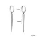 Detailed view of silver stainless steel spike hoop earrings with dimensions and weight - Silver Punk Spike Ear Buckle Style (EA5E0201S)