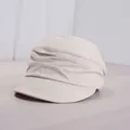 Breathable beige linen pleated newsboy hat for women with wide brim equestrian style - 56-59cm / Beige