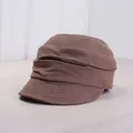 Casquette gavroche plissée en lin marron respirant pour femme pour l'été - 56-59cm / Café