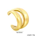 Detail view of minimalist gold stainless steel C-shaped ear cuff with 1.8g weight info - Minimalist Double Ring Style (EA5E3201G) / Gold