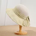 Chapeau de paille élégant pour femme avec large bord et nœud décoratif pour l'été - 56-58cm / Vert Fruit