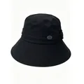 Sombrero de sol negro para mujer con ala ancha para protección exterior en verano - 56-58cm / Negro