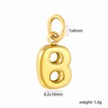 Detail view of 18K gold plated stainless steel letter B pendant with dimension markers - Letter B (PA10580BG) / 1 Piece/Pack (8.2x10mm)
