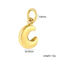 Close-up detail of 18K gold plated stainless steel initial C pendant with dimensions - Letter C (PA10580CG) / 1 Piece/Pack (8x10mm)