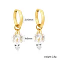 Detailed dimensions and weight of golden hoop earrings with marquise zircon charms 2.8g - Marquise Rhinestone Hoop (EA5E130AG)