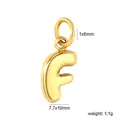 Close-up of 18K gold plated stainless steel letter F pendant with measurements - Letter F (PA10580FG)