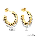 Detailed size view of C-shaped 18K gold plated earrings with mixed silver rings. - Two-Tone C-Hoop (EA341801M)