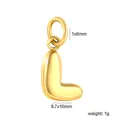 Detailed view of 18K gold plated stainless steel letter L pendant with size markings - Letter L (PA10580LG)