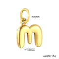 Detail view of 18K gold plated stainless steel letter M pendant showing size dimensions - Letter M (PA10580MG)