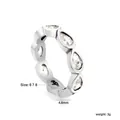 Close-up detail view of pear-cut white zircon eternity ring with size and weight specs - Size 6 / Teardrop Style (RI1787A6-8S) / Silver