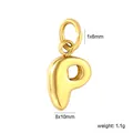 Detailed view of 18K gold plated stainless steel letter P pendant with size and weight specs - Letter P (PA10580PG)