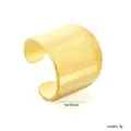 Detail view of a minimalist wide gold stainless steel C-shaped ear cuff, 14x15mm. - Wide Polished Cylinder Style (EA5E1901G)