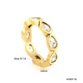 Gold-plated stainless steel ring with teardrop cubic zirconia, 4.6mm width, 3g weight - Size 6 / Teardrop Style (RI1787A6-8G) / Gold
