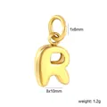 Detail view of 18K gold plated stainless steel letter R pendant with size measurements - Letter R (PA10580RG)