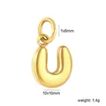 Detail showing 10x10mm size and 1.4g weight of 18K gold plated letter U pendant - Letter U (PA10580UG)
