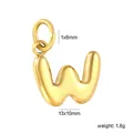 Detailed close-up of 18K gold plated stainless steel letter W bubble charm pendant - Letter W (PA10580WG)