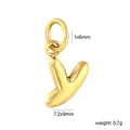 Macro view of bubble letter Y pendant in 18K gold plated stainless steel with dimensions - Letter Y (PA10580YG)