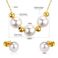 Vue détaillée de l'ensemble collier et boucles d'oreilles en perles avec tailles - Ensemble Collier et Boucles d'Oreilles (SE210101G) / Or