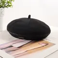Elegant black knitted beret hat for women stylish breathable artist cap for autumn - 56-58cm / Black
