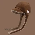 Stylish brown winter aviator hat featuring plush lining and long earflaps for women - 56-58cm / Camel