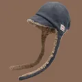 Stylish Korean-style winter trapper hat with warm faux fur lining in dark gray finish - 56-58cm / Gray