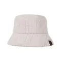 Warm plush winter bucket hat in light grey with thick textured fabric for women fashion - 56-58cm / Dark Beige