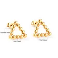 Vue détaillée de boucles d'oreilles triangle en acier inoxydable doré avec dimensions - Triangle Hollow (EA540101G)