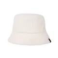 Warm white plush bucket hat with fuzzy texture for autumn and winter fashion style - 56-58cm / White