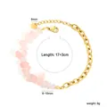 Detail of natural pink crystal chip bracelet with 18K gold plated stainless steel chain - Rose Quartz Gravel Style (BR2A040FG) / Gold with Pink