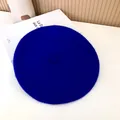 High-quality detail view of the vibrant blue wool texture on this classic beret. - 55-58cm (Stretchy) / Beret / Sapphire Blue