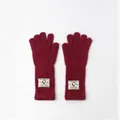Caldi guanti invernali in maglia di peluche rosso scuro con toppa a forma di pinguino - Stretchy / Borgogna