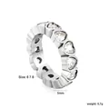 Detailed view of stainless steel heart zircon ring with 5mm band width. - Heart Style (RI1790A6-8S)