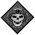 Detailed skull and paisley print bandana made from pure black and white cotton fabric - 55cm*55cm / Headband Skull Pattern