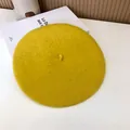 Premium yellow wool beret artist hat for women featuring a classic vintage design - 55-58cm (Stretchy) / Beret / Goose Yellow