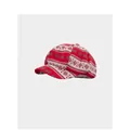 Winter red newsboy cap for women featuring a Nordic Christmas snowflake and reindeer pattern - 56-58cm / Deer / Red