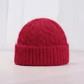 Gorro de punto rojo vino grueso con textura suave y dobladillo acanalado para invierno - Talla única / Rojo
