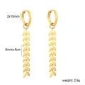 Detailed size measurements for these gold-plated wheat leaf tassel dangle earrings - 4cm