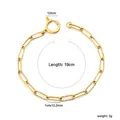 Détails d'un bracelet à maillons trombone plaqué or 18 carats avec ses dimensions - Bracelet à texture trombone doré (BC210917G) / 19cm