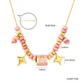 Détail du collier de perles roses avec étoiles à quatre branches et tailles - Perle Abaque Rose Étoile (NE2H190FG)